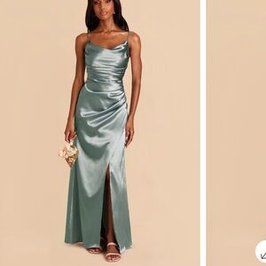 Birdy Grey Satin Maxi Dress in Sea Glass